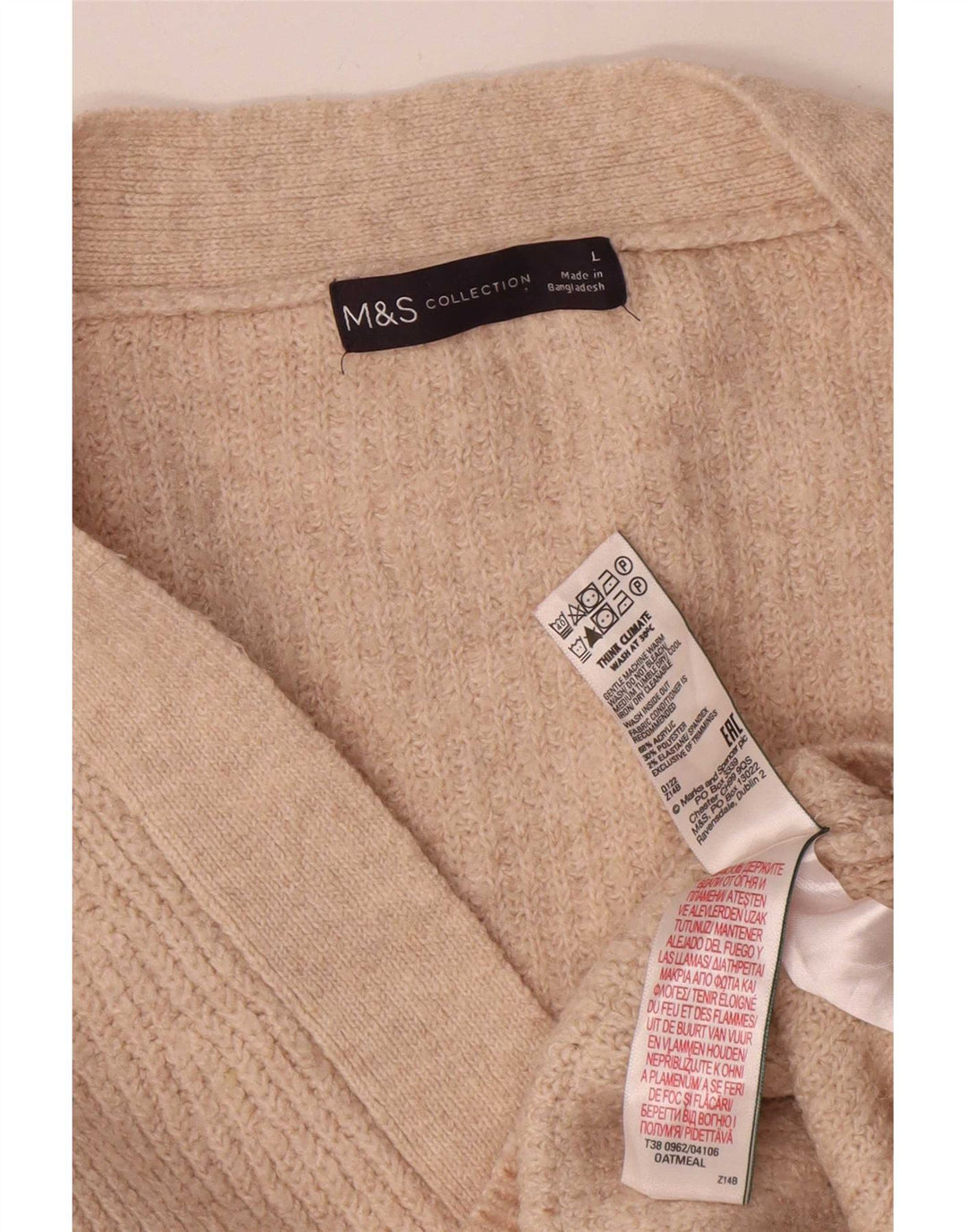 Marks & Spencer Damski sweter oversize UK 16, duży, beżowy, akrylowy