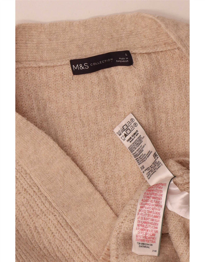 Marks & Spencer Damski sweter oversize UK 16, duży, beżowy, akrylowy