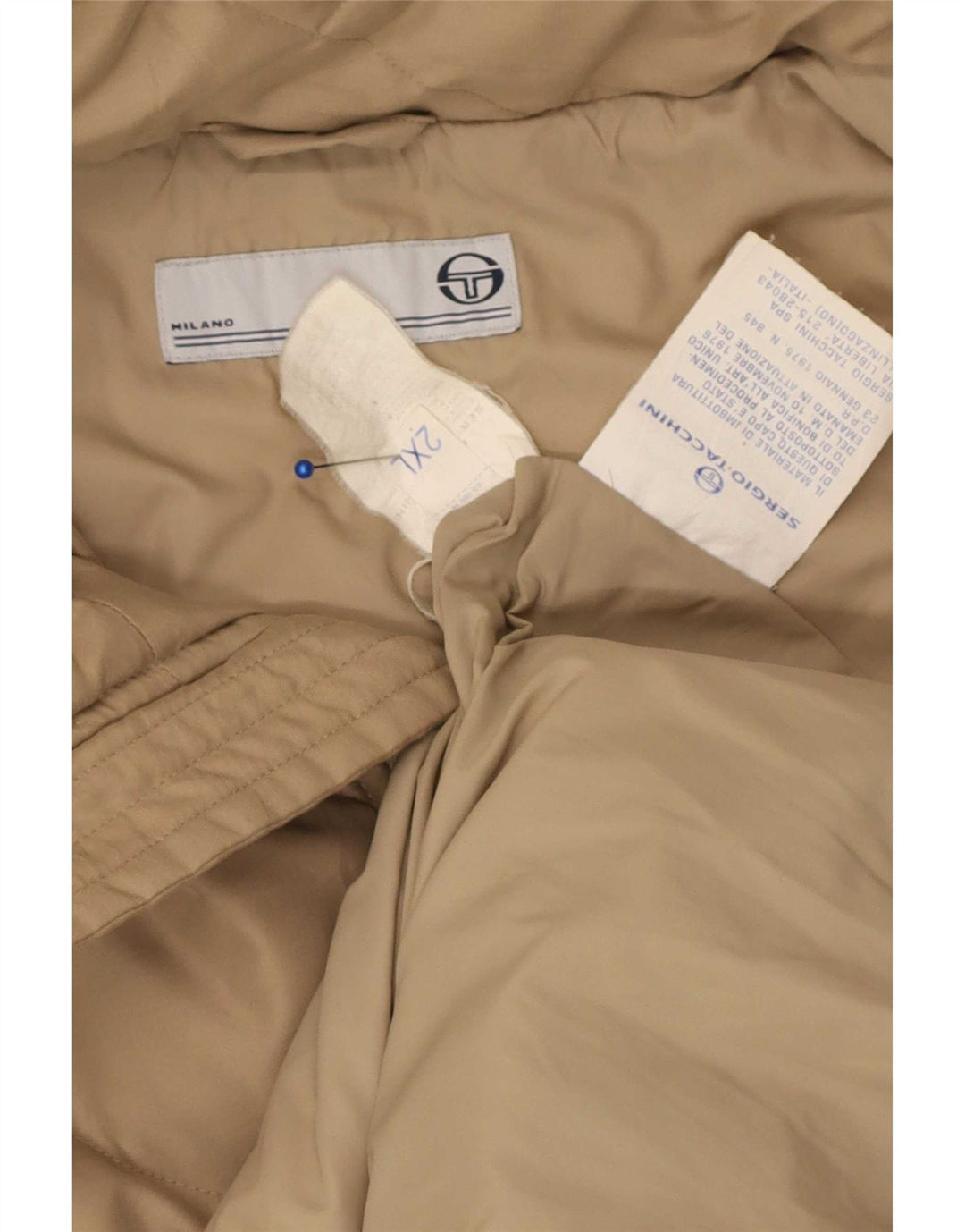 Męska pikowana kurtka z kapturem Sergio Tacchini UK 44 2XL Beżowy poliester