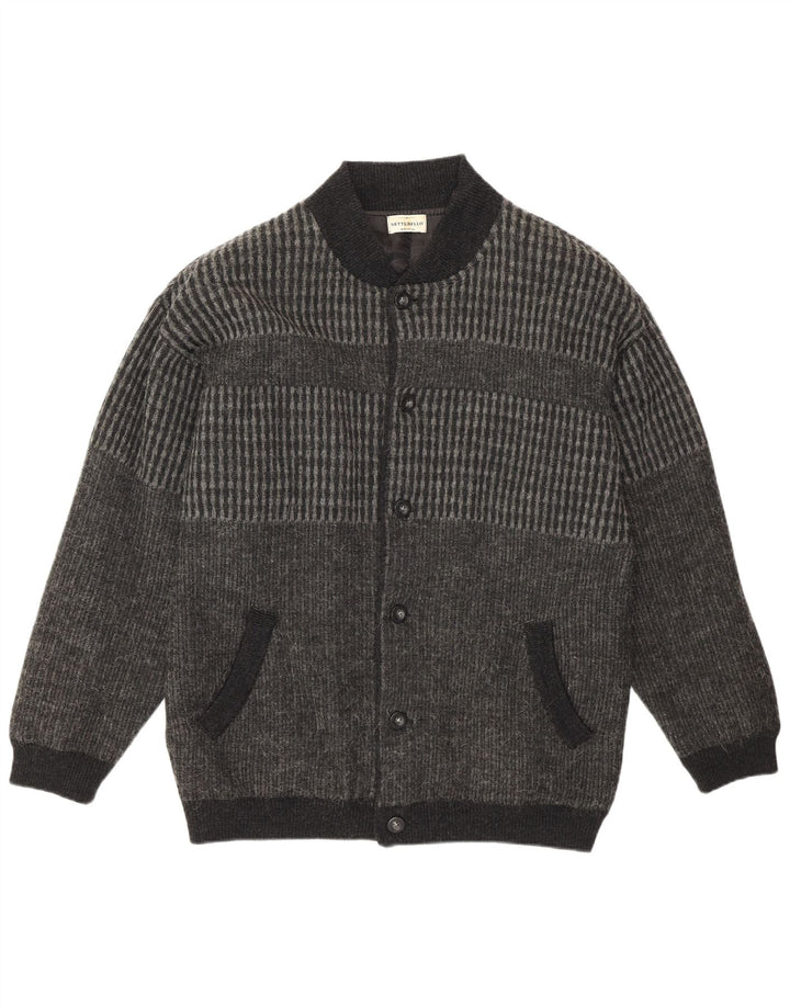 Settebello Męski sweter rozpinany Średni szary geometryczny akrylowy retro