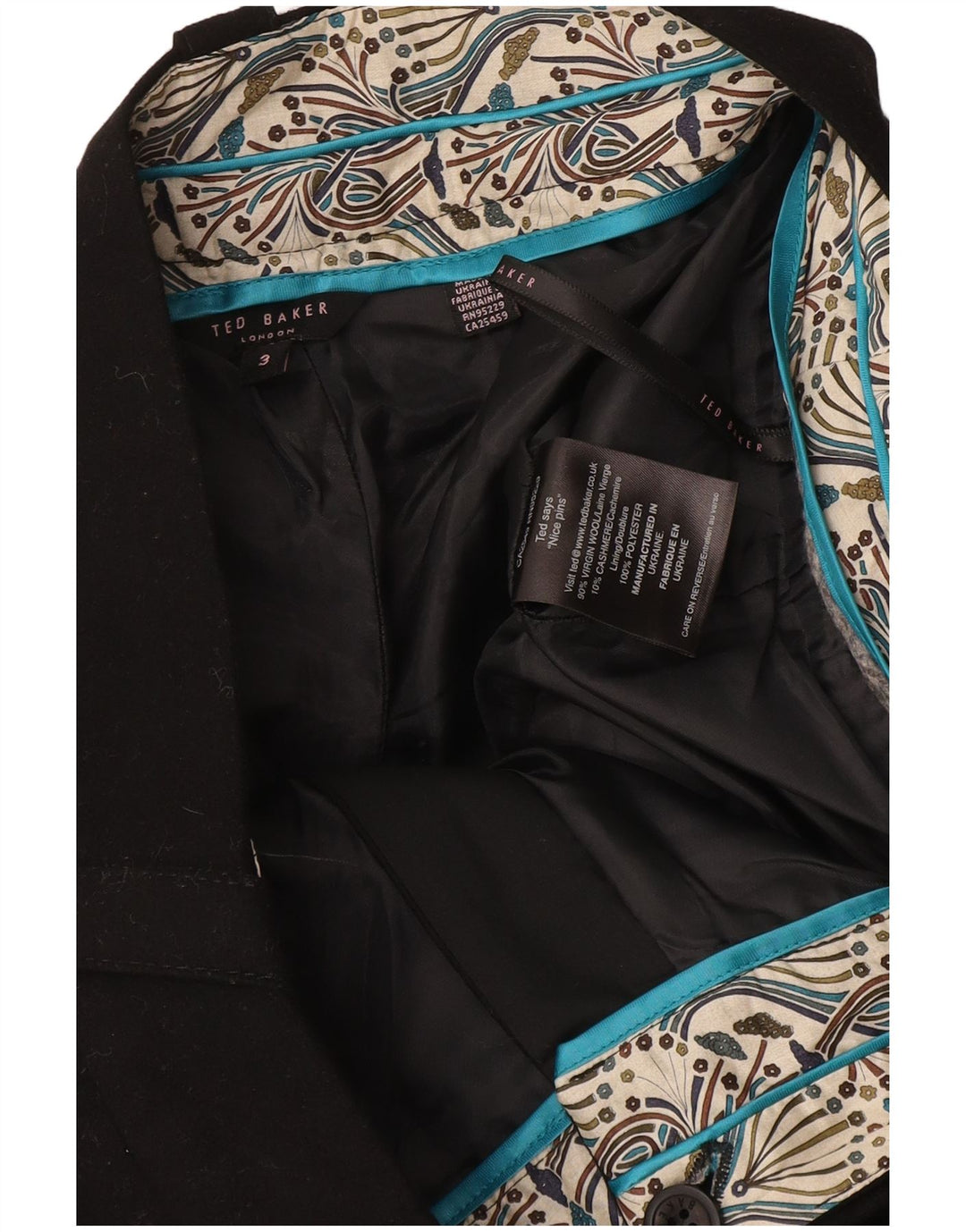 Damskie spodenki codzienne Ted Baker, rozmiar 3, średnie, W34, czarny poliester