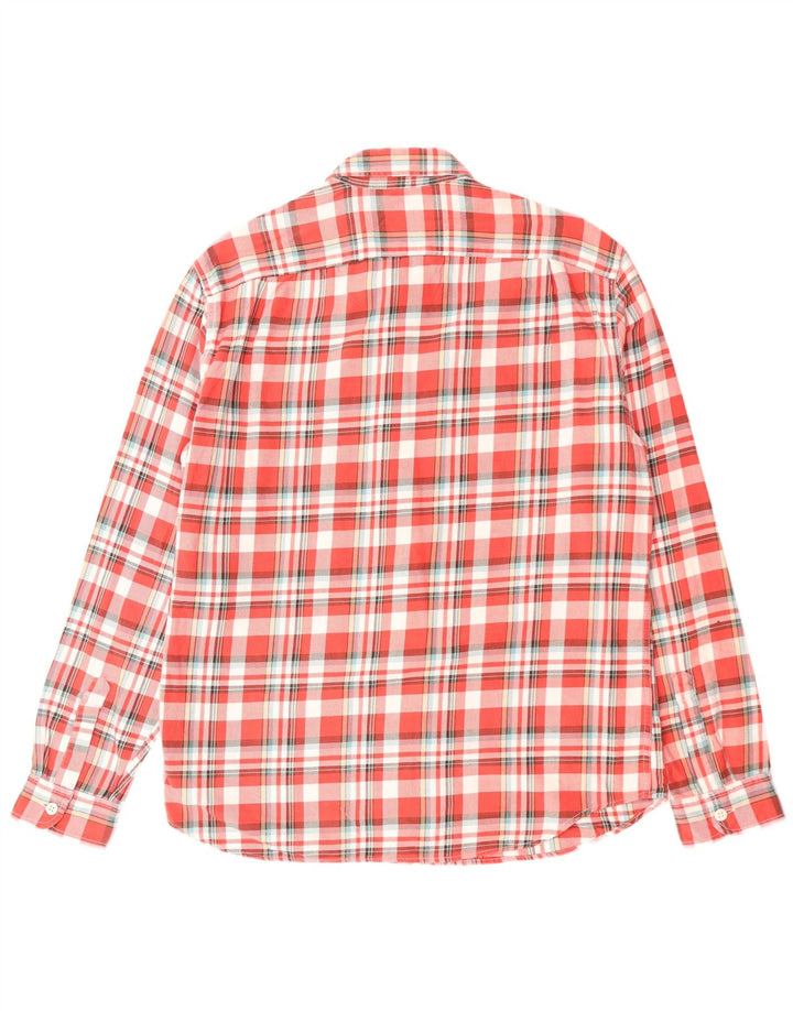J. CREW Męska koszula flanelowa, duża, bawełniana w czerwoną kratę
