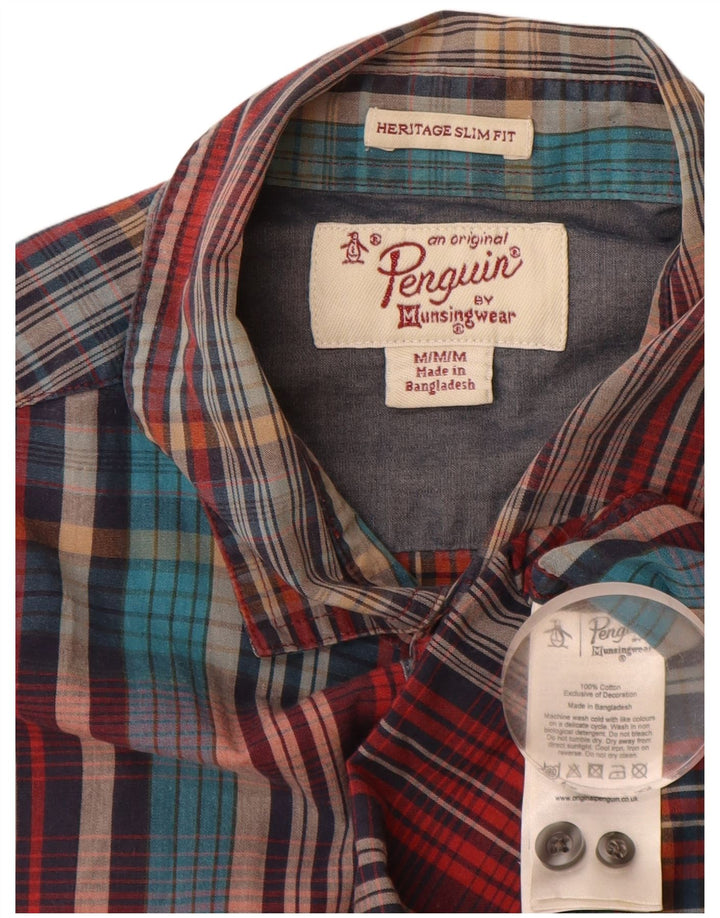 PENGUIN Mens Heritage Slim Fit Flannel Shirt Medium Multicoloured Check