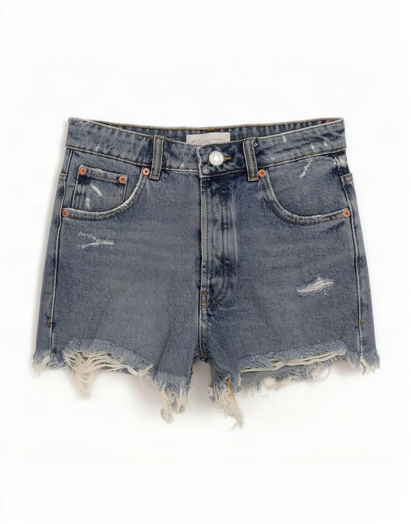 Damskie spodenki jeansowe Zara w trudnej sytuacji EU 34 2XS W24, niebieska bawełna