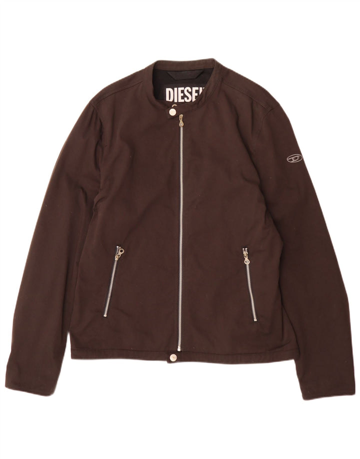 Męska kurtka bomber Diesel UK 40, duża, brązowa, nylonowa