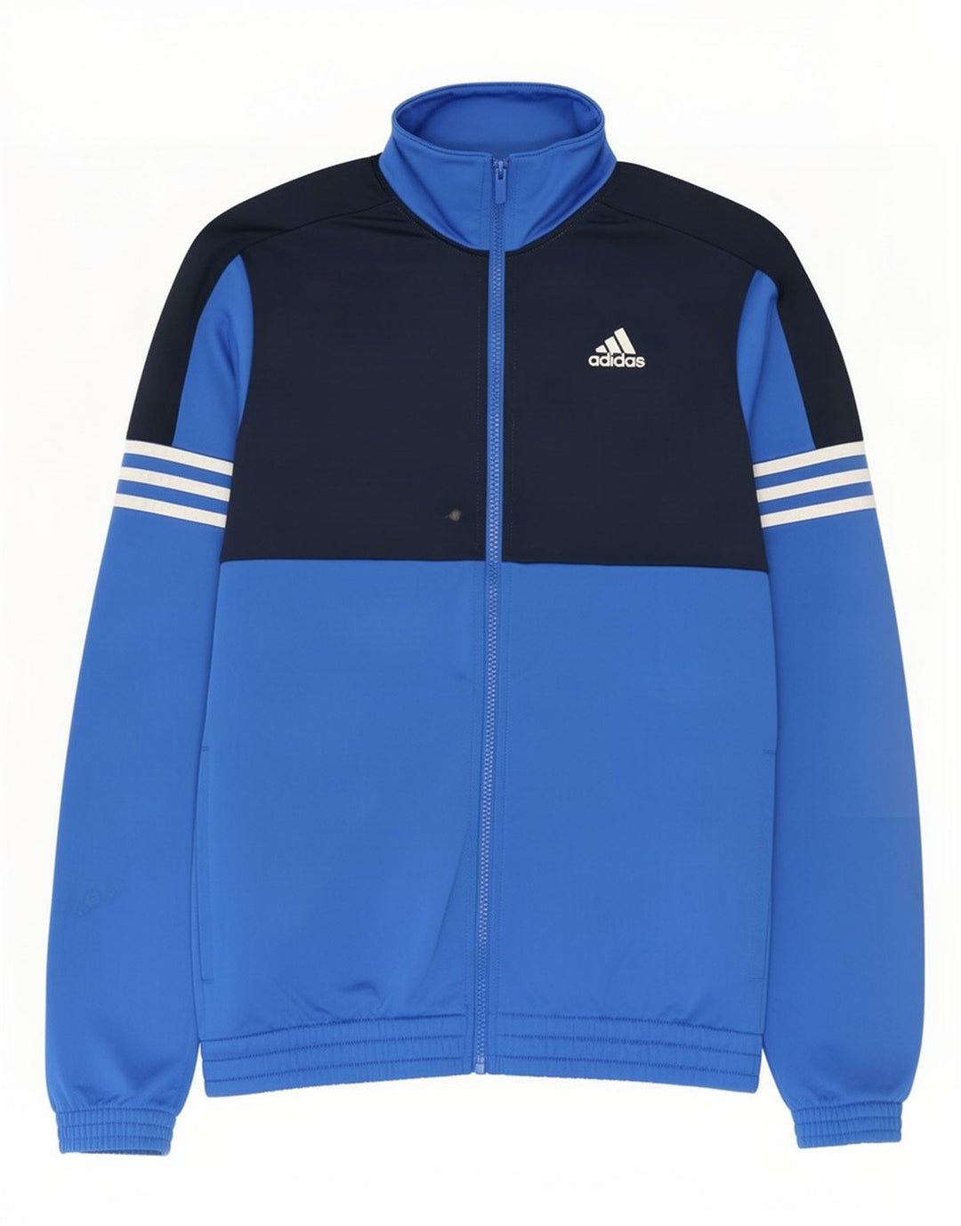 Adidas Męska bluza dresowa UK 38/40 Średni niebieski poliester z blokami kolorów