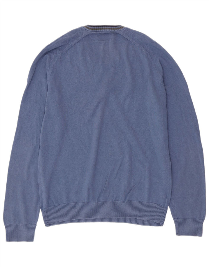 PENGUIN Męski sweter z dekoltem w kształcie litery V, duży, niebieski, bawełniany