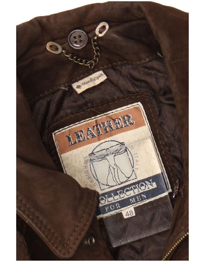 Vintage męska kurtka skórzana IT 48 średniej wielkości brązowa skóra