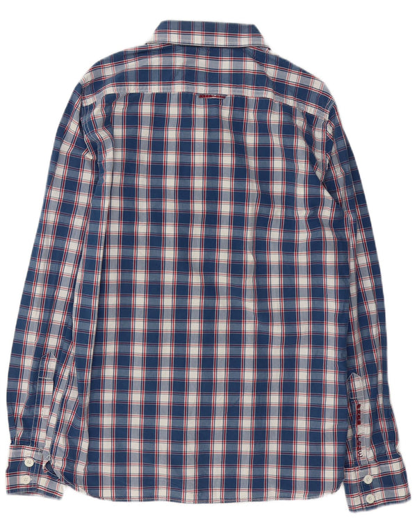 Superdry Mens Shirt Large Blue Check Cotton