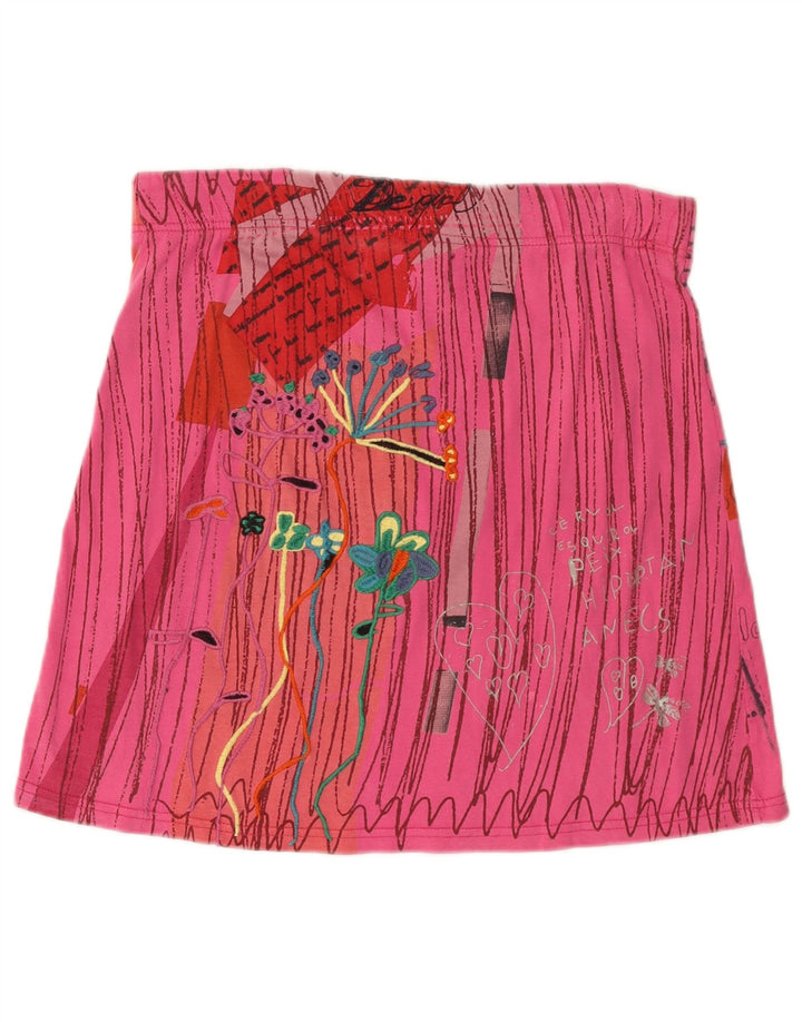 Desigual damska graficzna mini spódniczka średnia W34 różowa