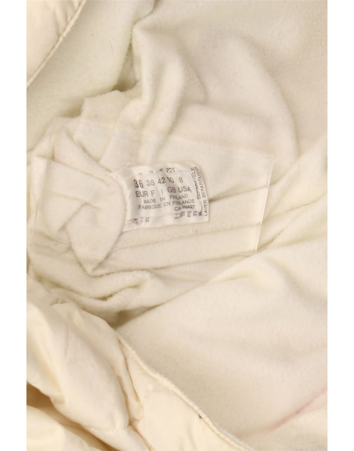 Vintage damski, oversize'owy, ocieplany płaszcz UK 10, mały, biały, poliester Paisley