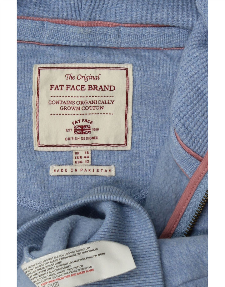 Damski sweter z kapturem i zamkiem FAT FACE UK 16, duży, niebieski, bawełniany