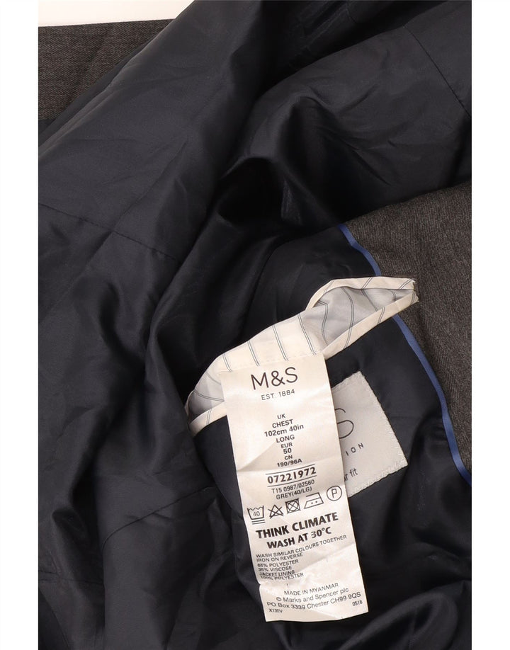 Marks & Spencer Męska marynarka zapinana na 2 guziki UK 40, duża, szara, poliester