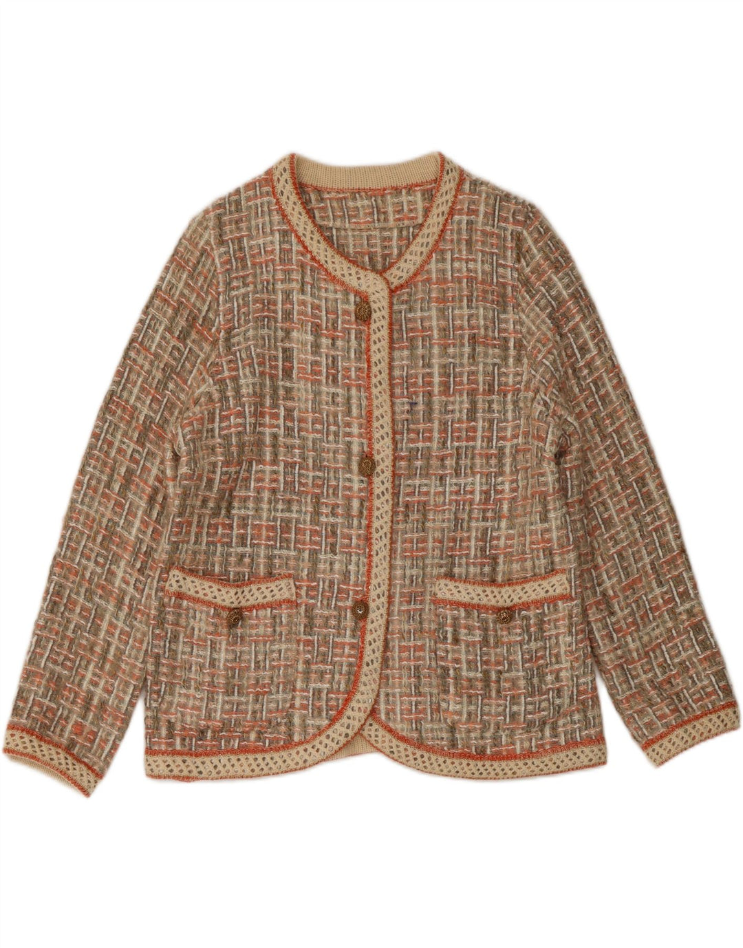 VINTAGE Womens 3 Button Blazer Jacket UK 14 Medium Multicoloured Check Vintage Vintage and Second-Hand Vintage from Messina Hembry 