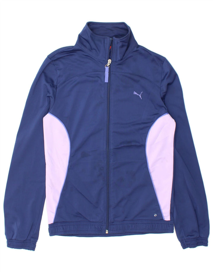 PUMA Womens Tracksuit Top Jacket UK 10 Small  Navy Blue Colourblock Vintage Puma and Second-Hand Puma from Messina Hembry 
