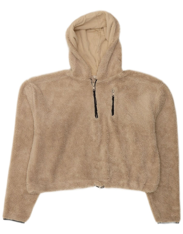 Topshop Damski sweter oversize z kapturem i zamkiem błyskawicznym, UK 8, mały, beżowy