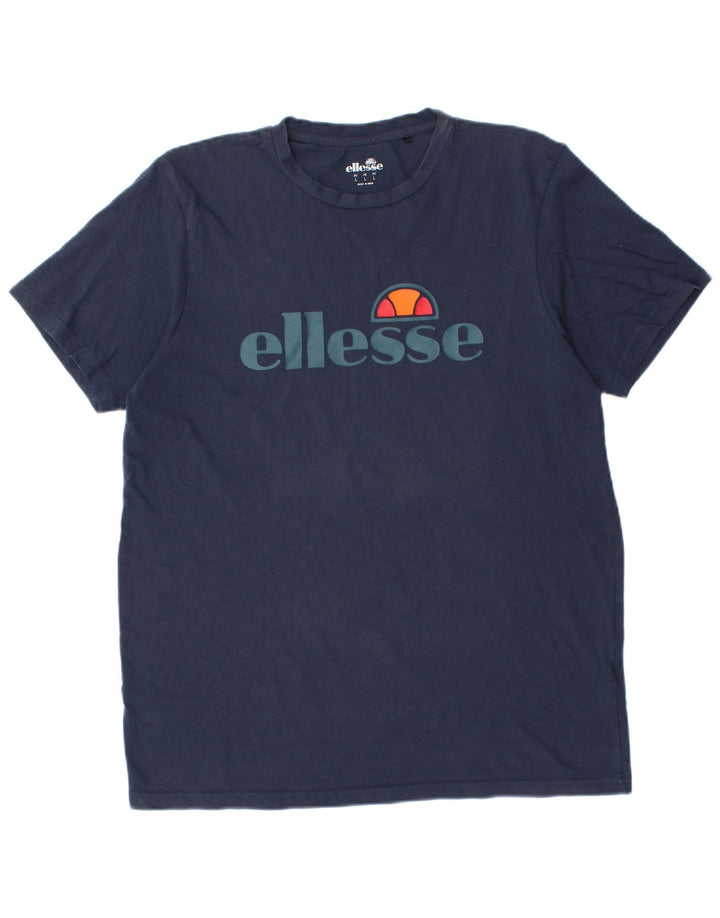 Męski T-shirt z grafiką Ellesse, duży, granatowy, bawełniany