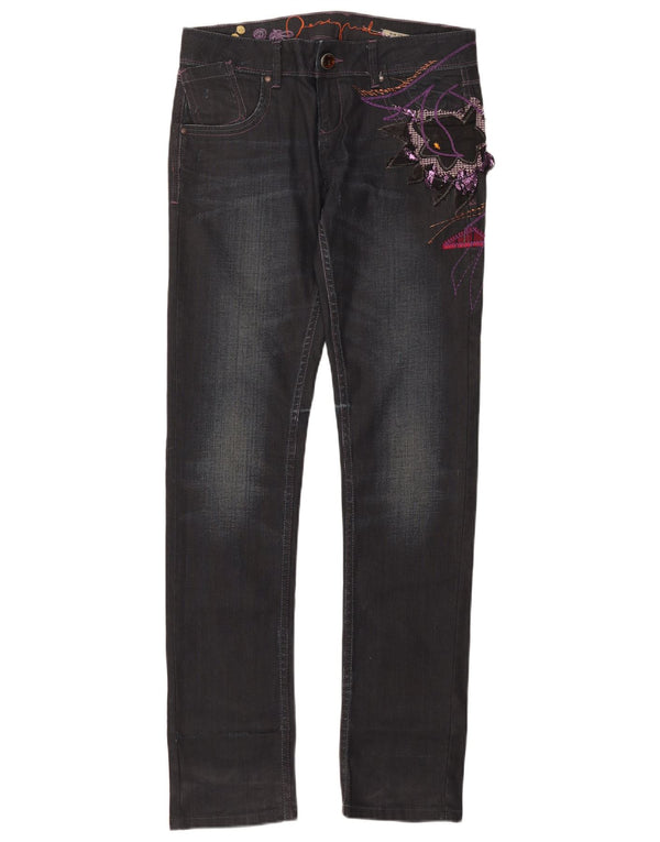 Damskie jeansy Desigual Graphic Slim EU 40 Medium W32 L35 Czarna bawełna