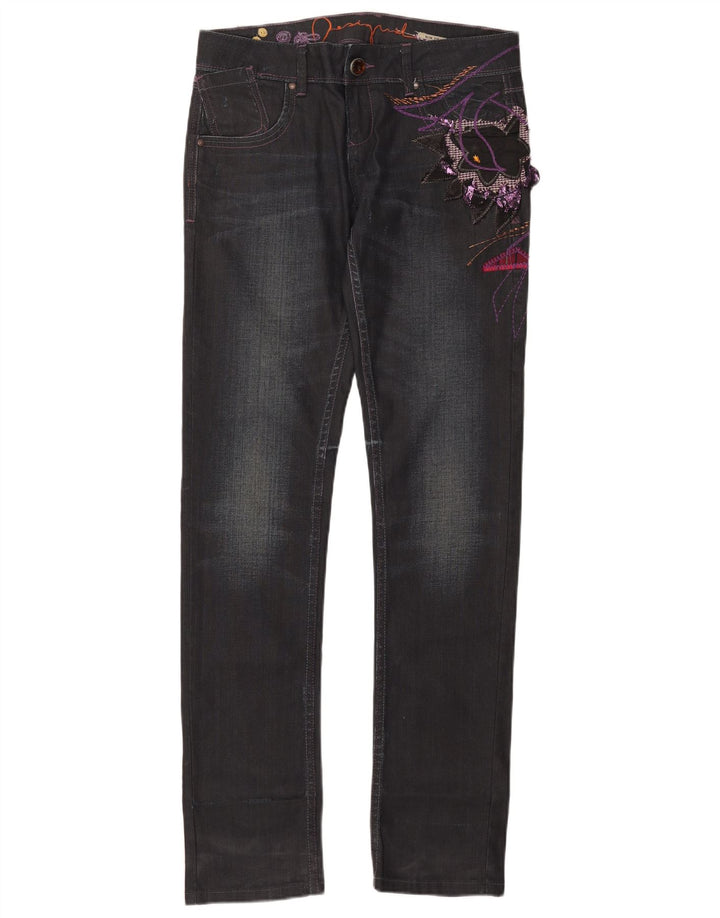 Damskie jeansy Desigual Graphic Slim EU 40 Medium W32 L35 Czarna bawełna