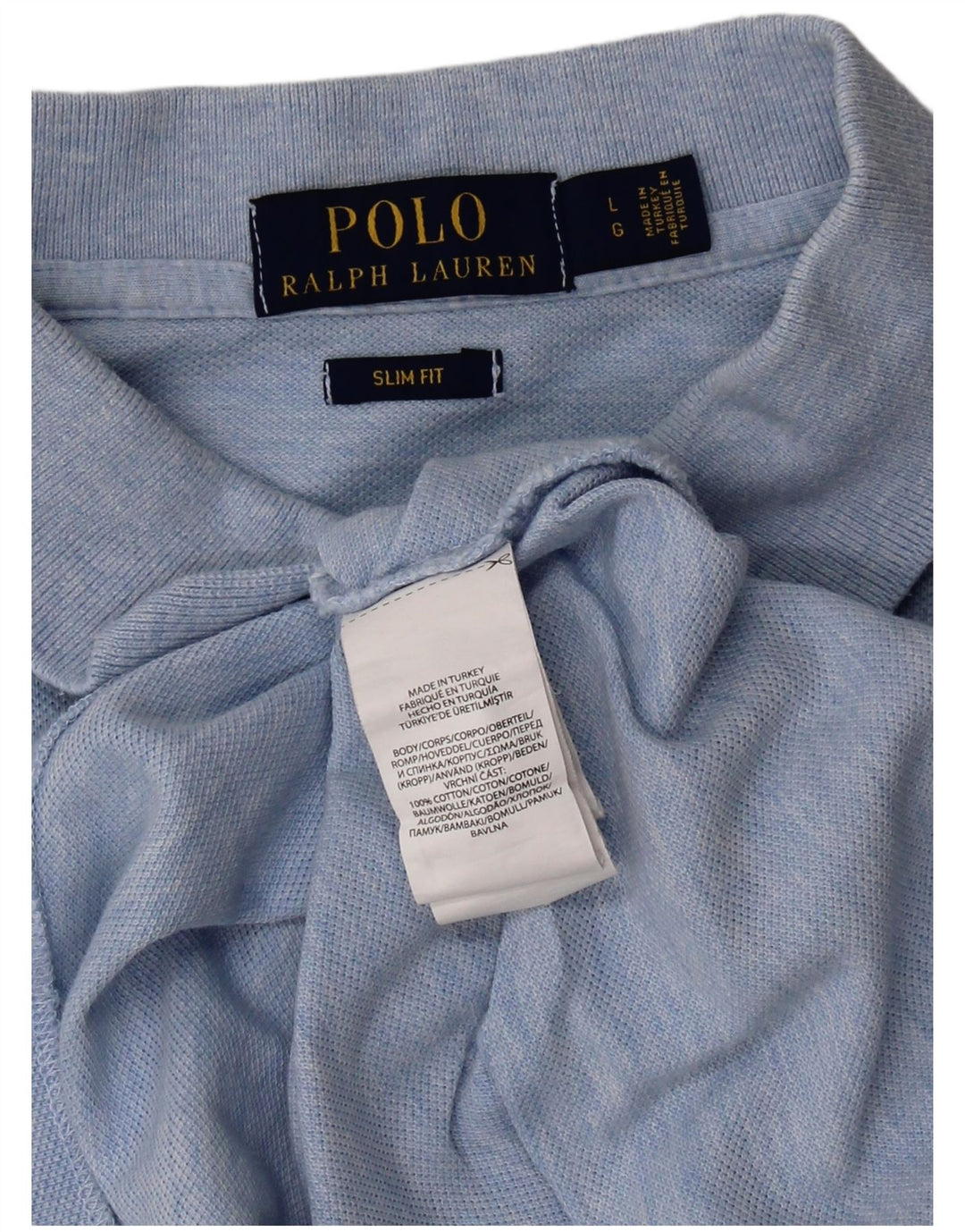 POLO RALPH LAUREN Męska koszulka polo slim fit, duża, niebieska, bawełniana w cętki