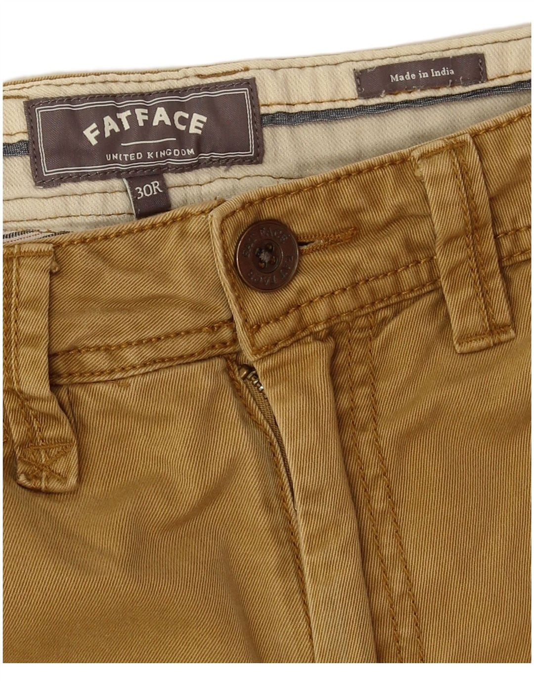 Męskie proste spodnie chino Fat Face W30 L31 Khaki, bawełna