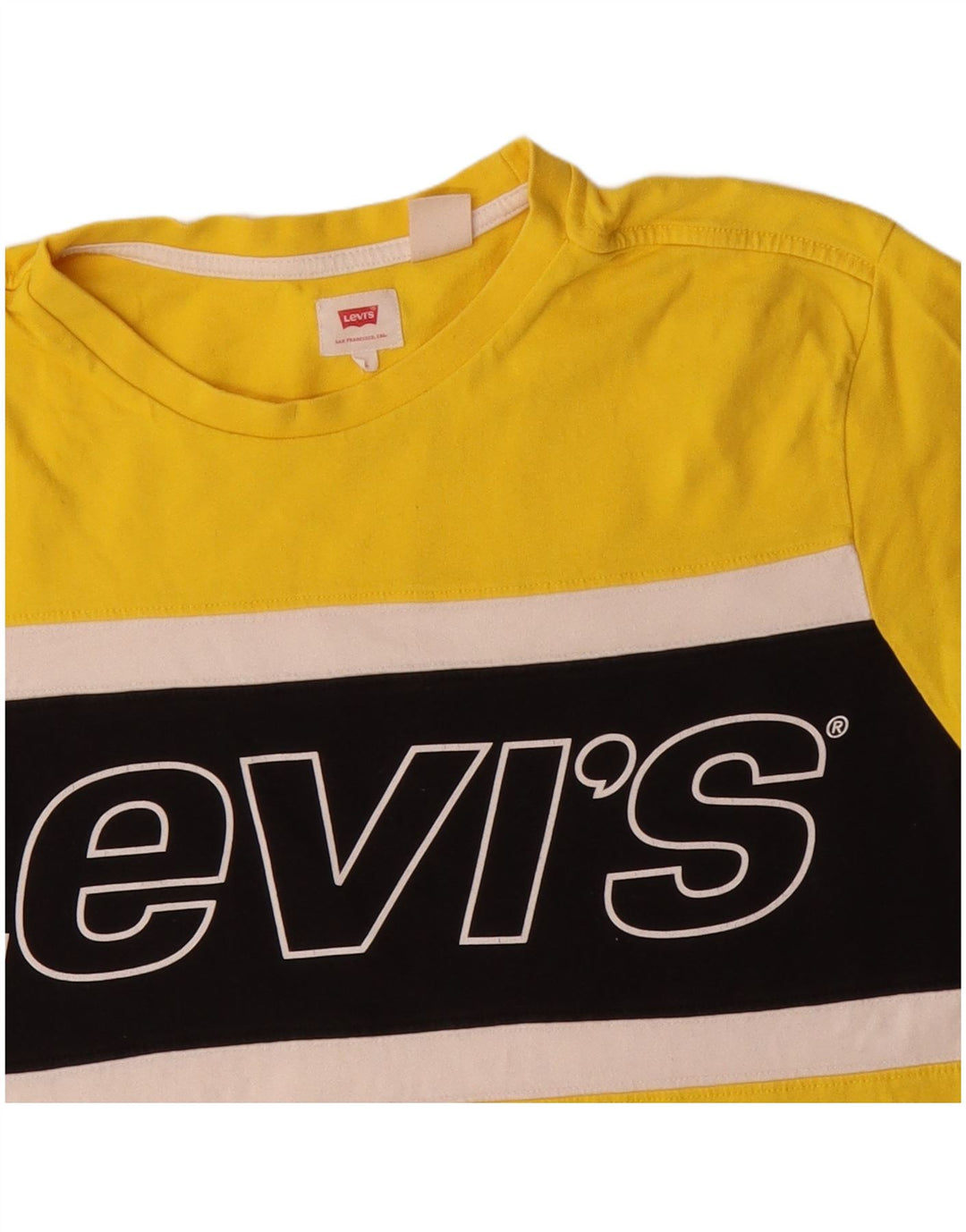 Męski T-shirt z grafiką Levi's, duży, żółty, bawełniany blok kolorów
