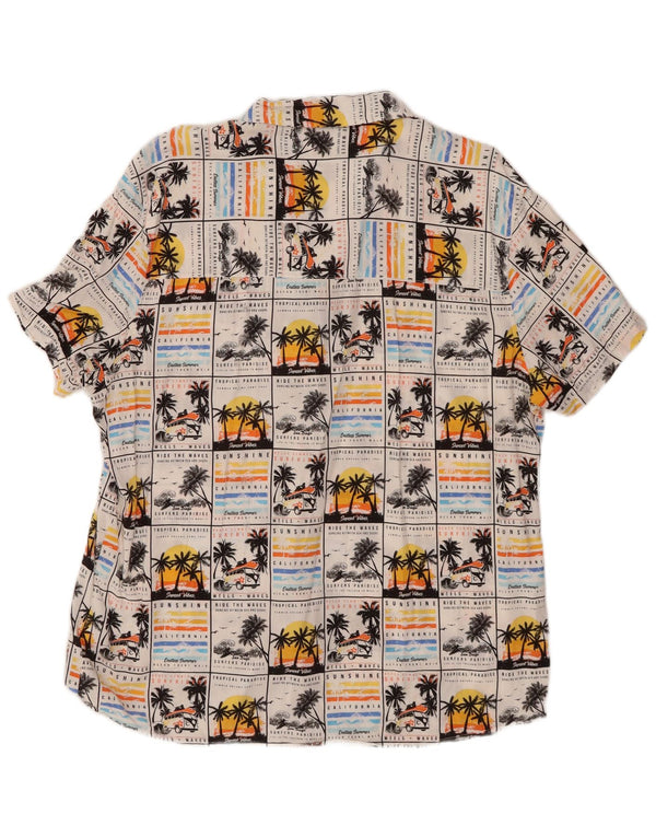 Koszula męska z krótkim rękawem LIVERGY, rozmiar 43/44 XL, biała wiskoza, hawajska