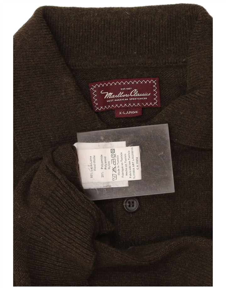 MARLBORO CLASSICS Męski sweter polo XL, wełniany khaki