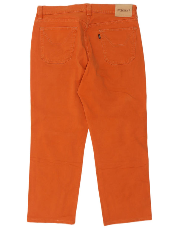 Jeckerson Mens Straight Jeans W38 L27 Orange Cotton