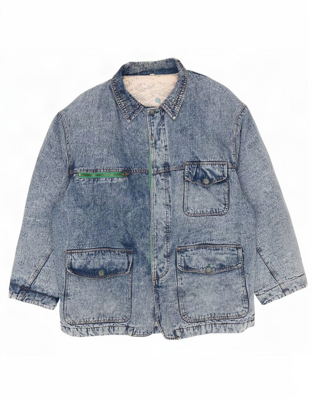 Vintage męski płaszcz dżinsowy IT 60/62 5XL niebieska bawełna