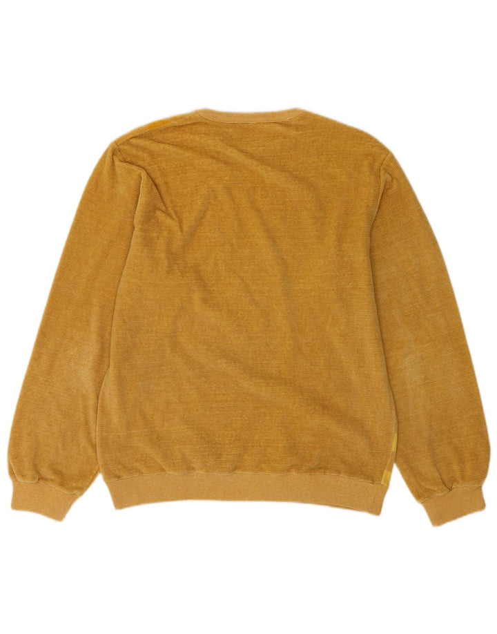 Vintage męski sweter z wycięciem pod szyją, średniej wielkości bawełna w brązowe paski