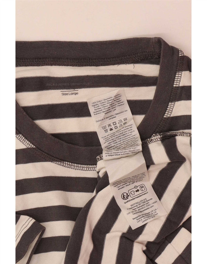 T-shirt męski Jack & Jones, duży, bawełniany w szare paski