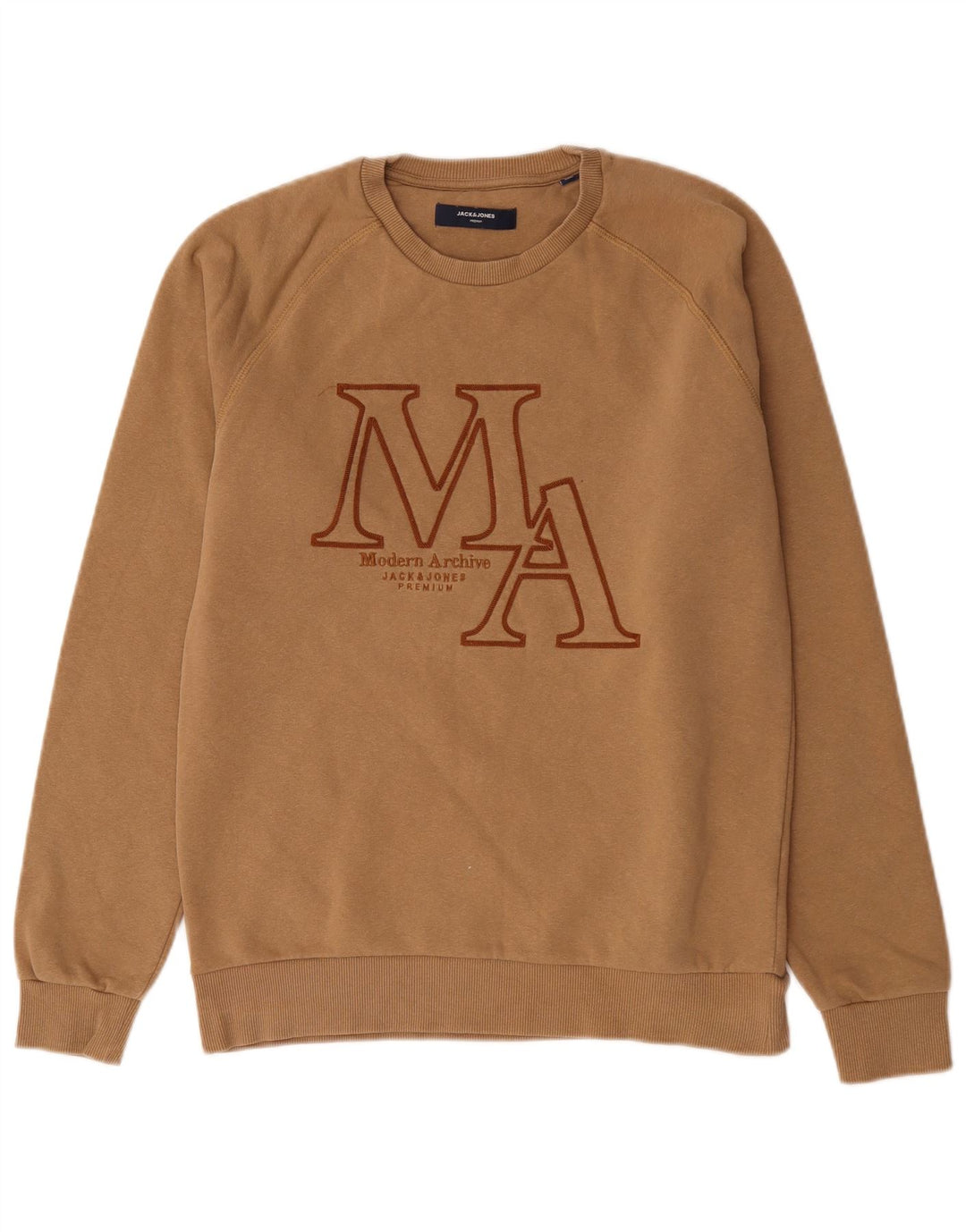 Męski sweter z grafiką Jack & Jones, średnio beżowy, bawełniany
