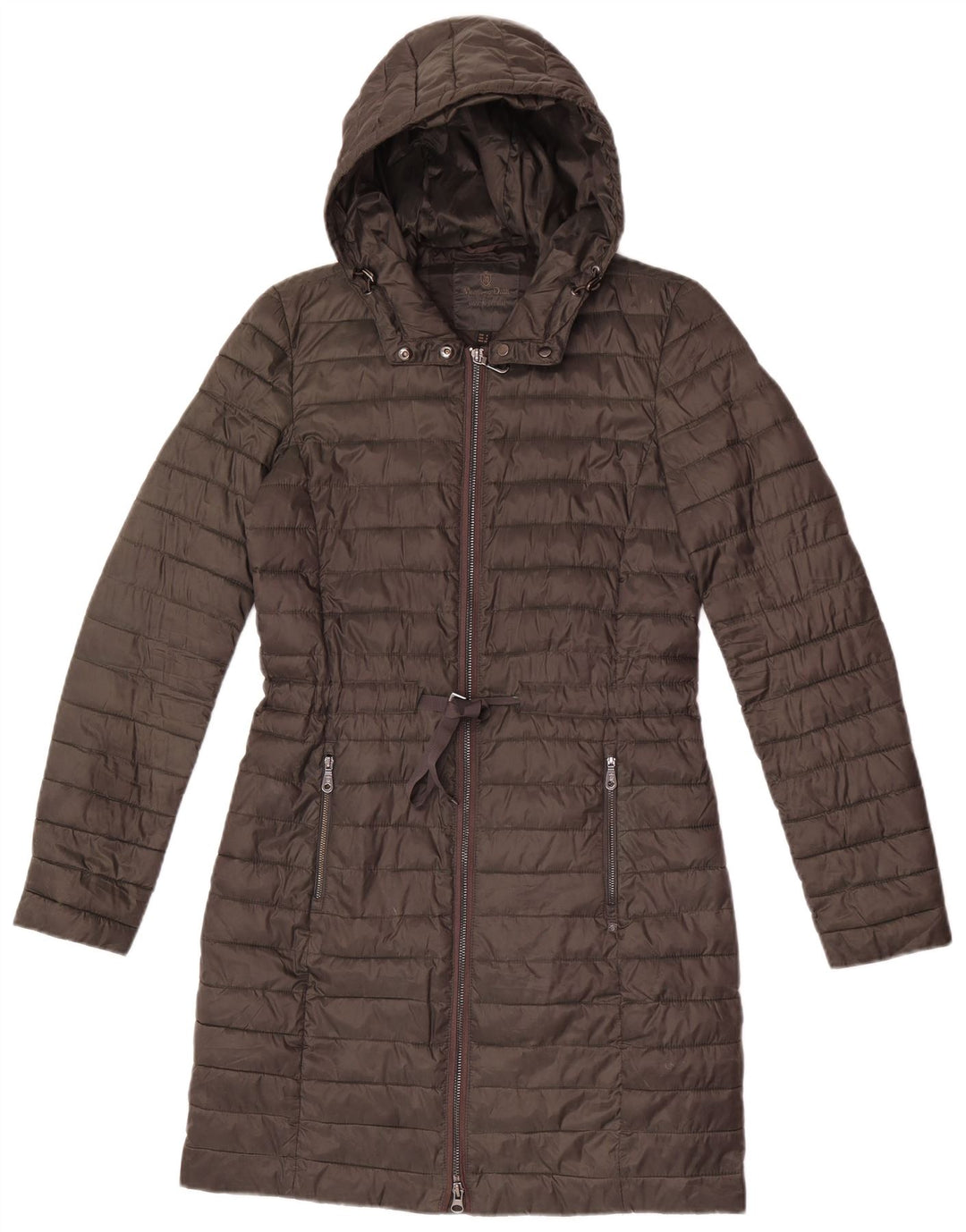 Damski ocieplany płaszcz z kapturem Massimo Dutti UK 10, mały, khaki, poliester