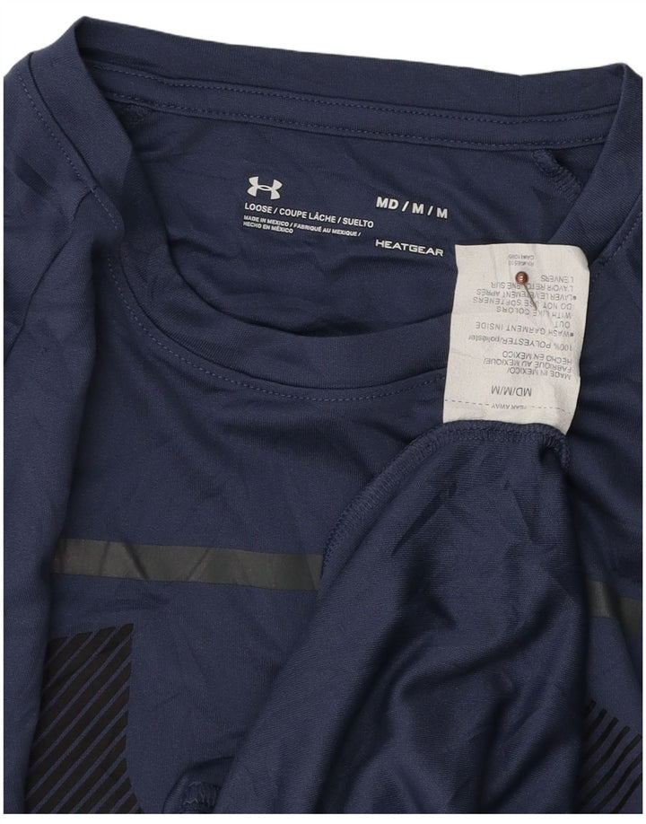 UNDER ARMOUR Męski T-shirt z grafiką Heat Gear, średni, granatowy poliester