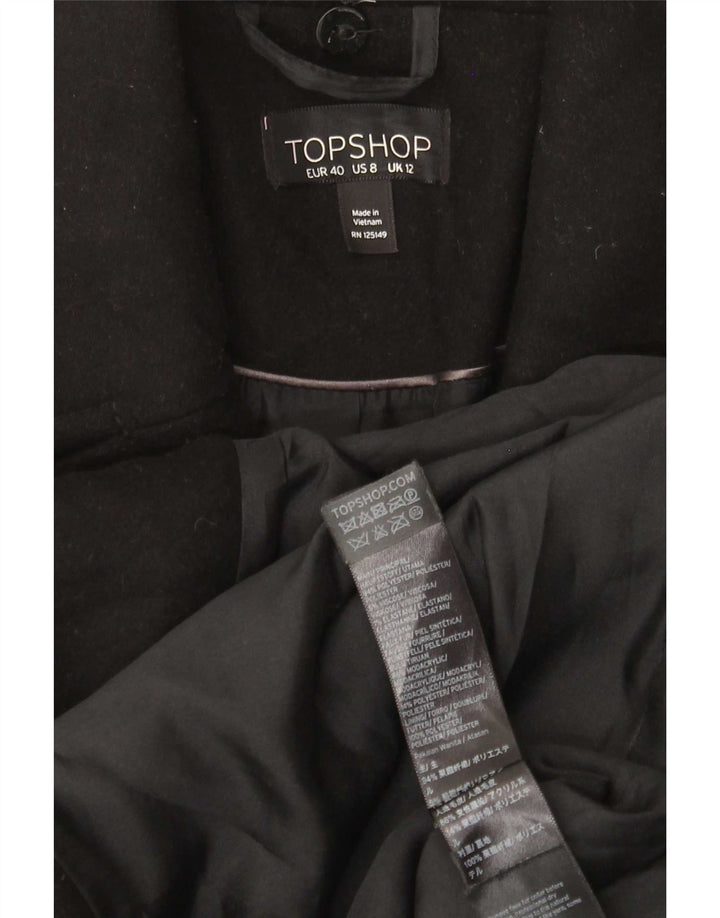 Topshop damski płaszcz UK 12, średni czarny poliester