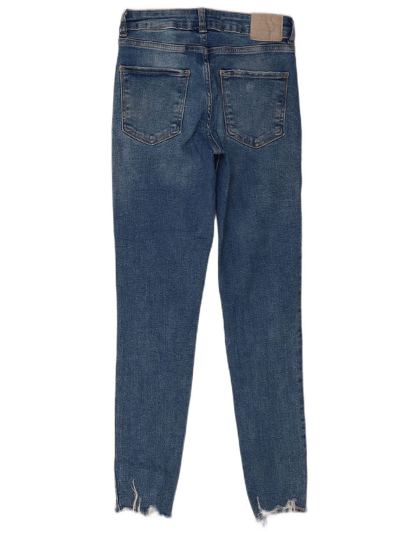 Damskie dżinsy rurki Zara w trudnej sytuacji EU 36 XS W26 L27 Niebieskie