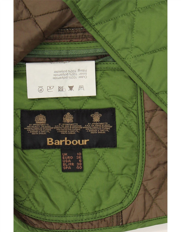 BARBOUR Womens Quilted Jacket UK 10 Small  Green Polyamide Vintage Barbour and Second-Hand Barbour from Messina Hembry 