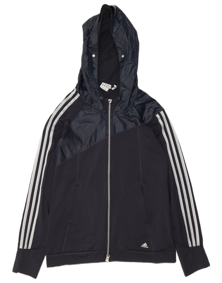 Damska kurtka dresowa Adidas Climalite z kapturem UK 12, średnia granatowa
