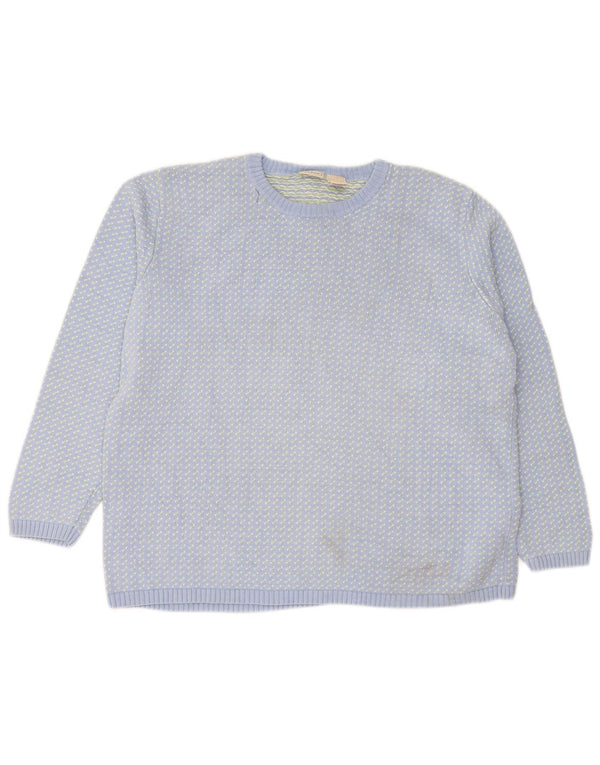 Damski sweter L.L.Bean z dekoltem w łódkę, UK 18 XL, niebieska bawełniana w plamki