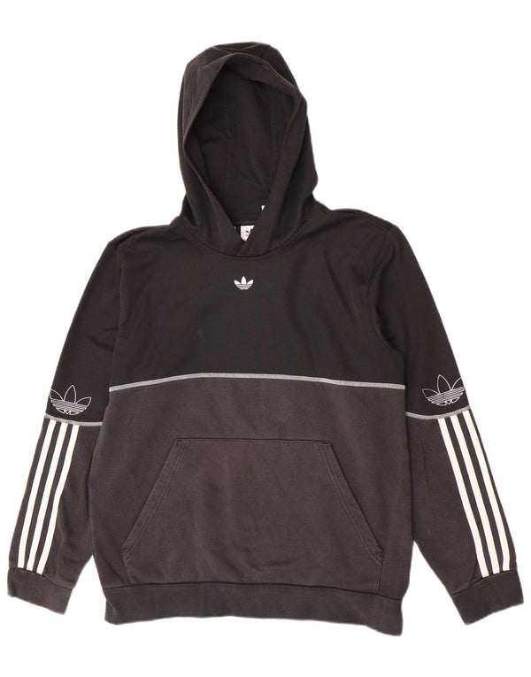 Chłopięca bluza z kapturem Adidas z grafiką 15-16 lat, czarna bawełna z blokami kolorów
