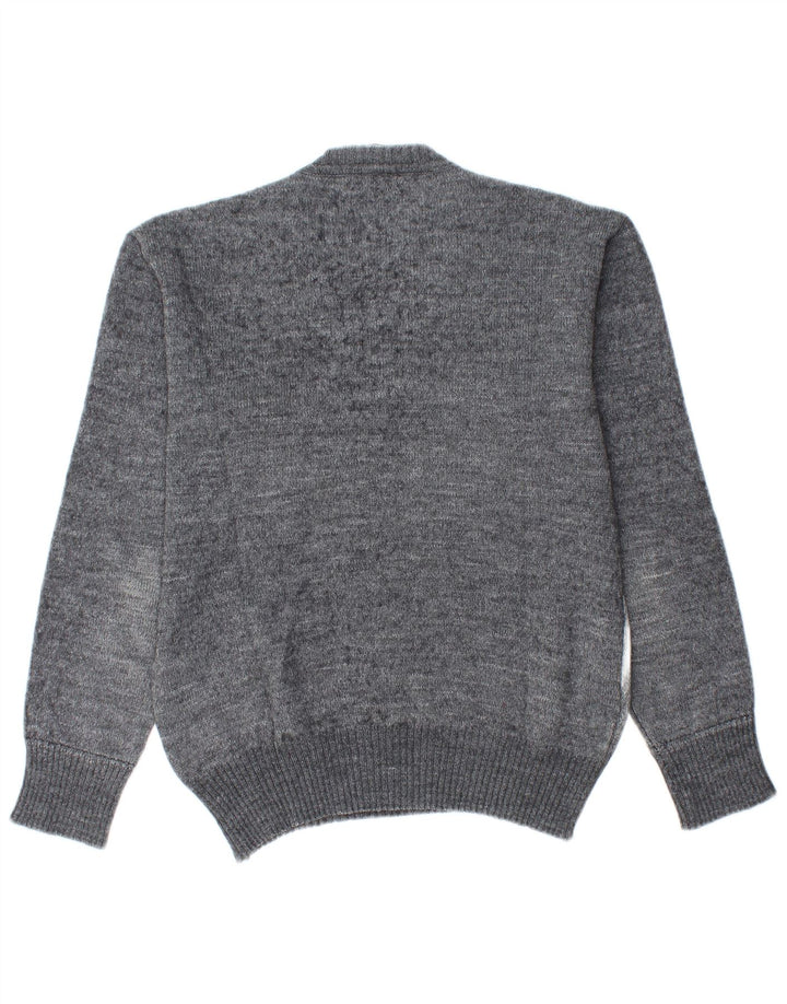 Sweter męski w stylu vintage z dekoltem w szpic IT 48 Średni szary Argyle/diamentowa wełna