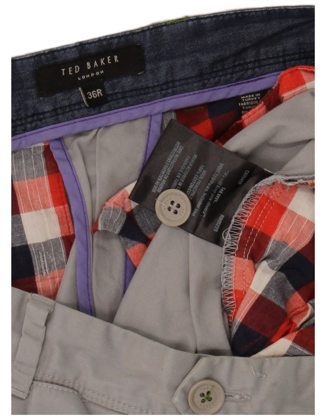 Męskie proste spodnie chino Ted Baker W36 L31, szare, bawełniane