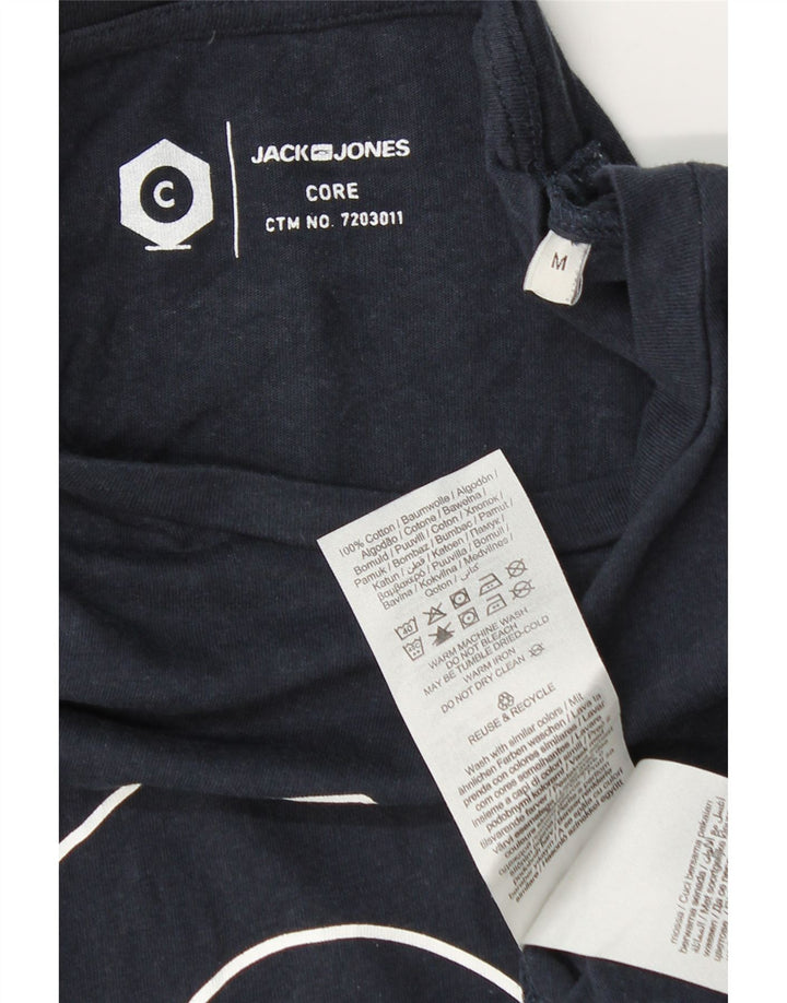 Męska koszulka z grafiką JACK & JONES, średnia, granatowa, bawełniana