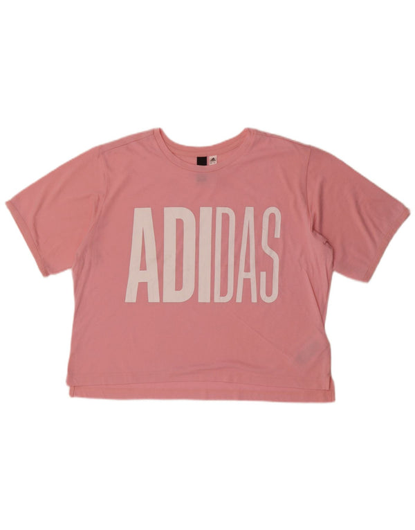 Damska koszulka Adidas Crop Graphic Top UK 16/18 Duży różowy poliester