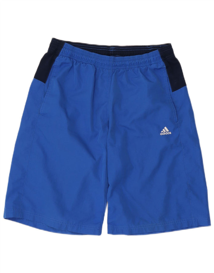 Męskie spodenki sportowe Adidas, średni niebieski, poliester z blokami kolorów
