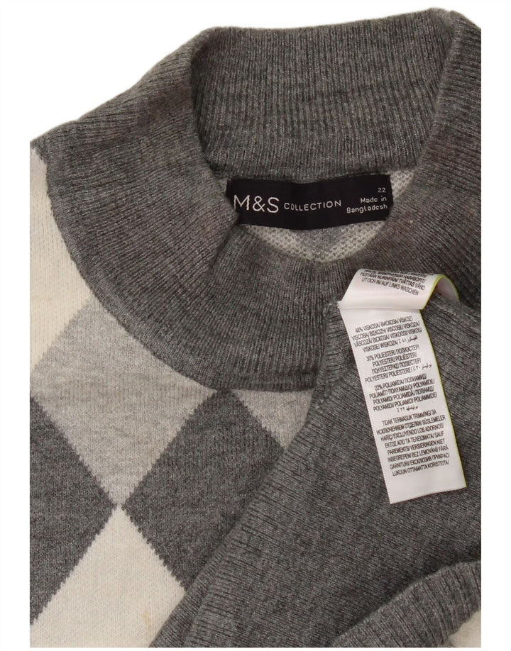 Marks & Spencer Damski sweter z golfem UK 22 3XL szary