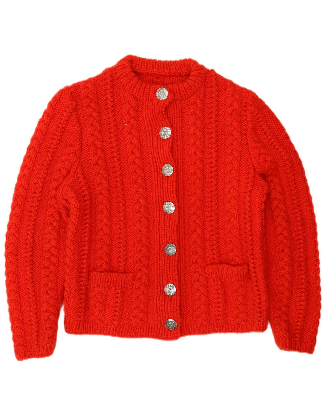 Sweter damski w stylu vintage, kardigan UK 14, średni czerwony