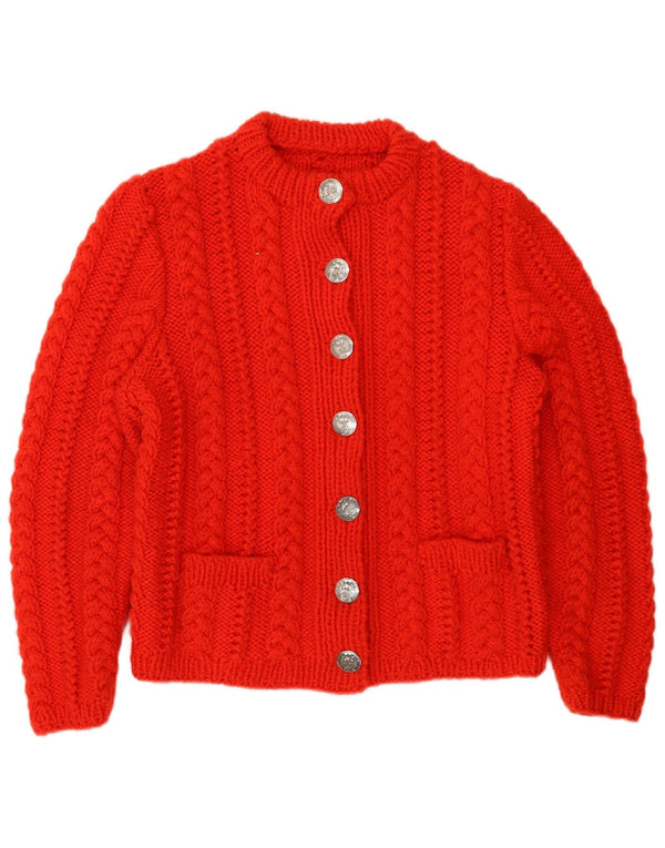 Sweter damski w stylu vintage, kardigan UK 14, średni czerwony
