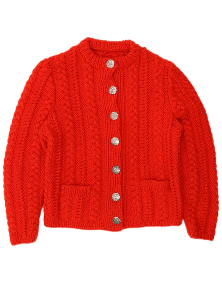Sweter damski w stylu vintage, kardigan UK 14, średni czerwony